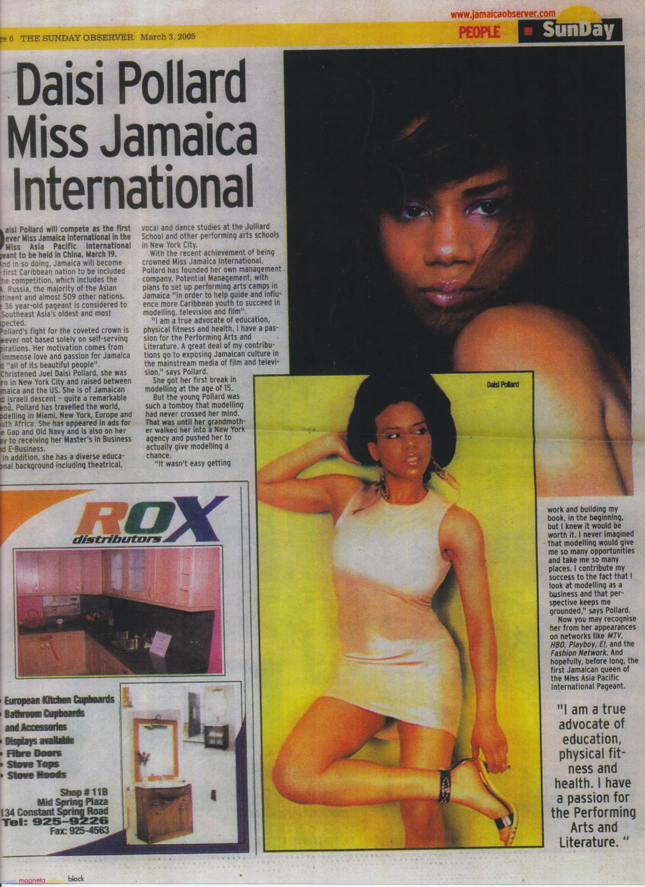 The Sunday Observer: Daisi Pollard Miss Jamaica International